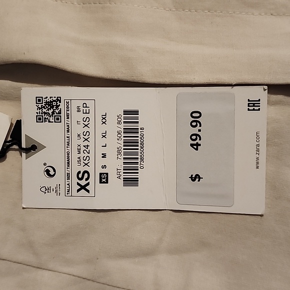 Zara Linen blend wide leg pants size XS - Picture 3 of 6